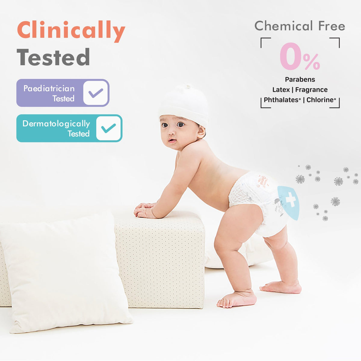 Feather Diapers Taped Style - Next Gen Baby Diapers that Breathes, Dermatologically tested, sensitive skin suitable, Chemical-free, Leak-Proof