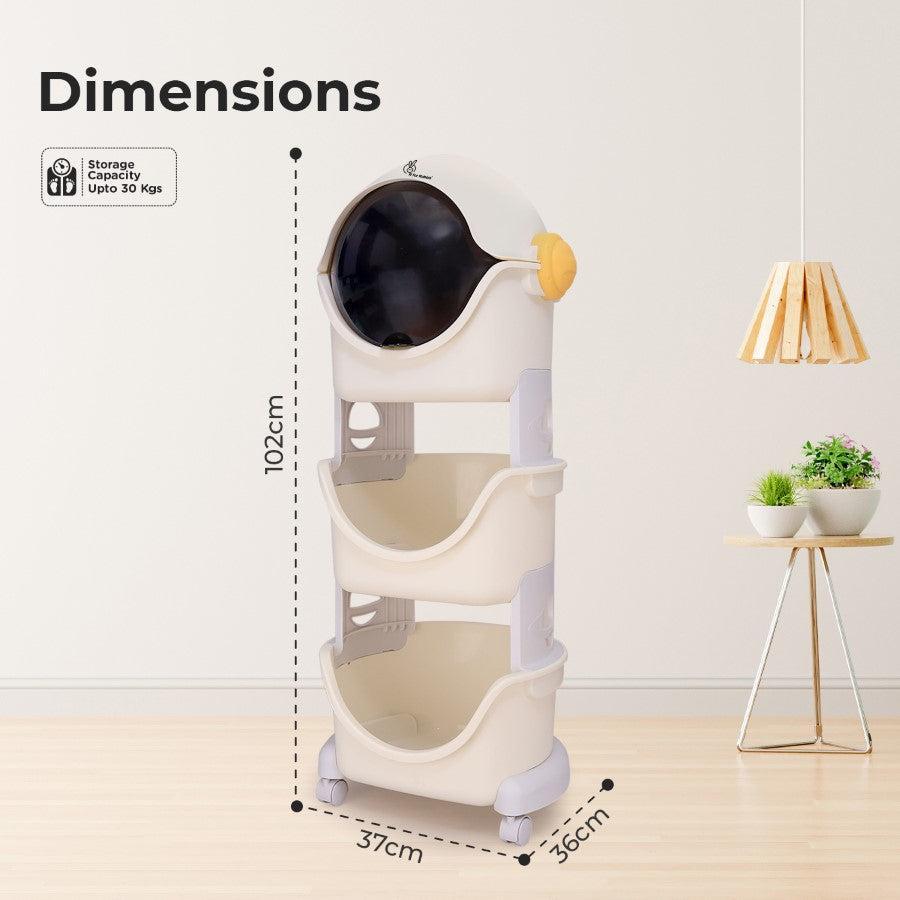 Little Genius Astro Kid's Toys and Stationery Storage Organizer - White Grey