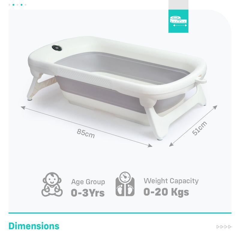 Bubble Double Smart Baby Bath Tub With Smart Water Temperature Plug - Grey White