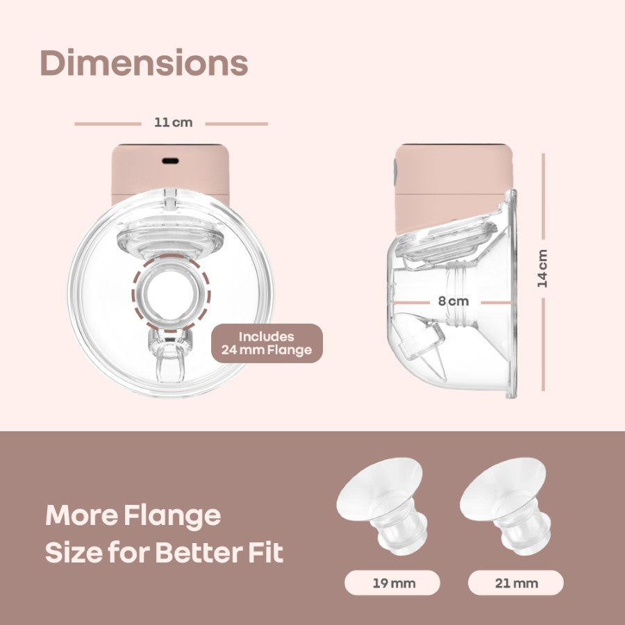 Lactella Flexi Breast Pump - Hands-Free & Rechargeable with 180ml Milk Container - Peach