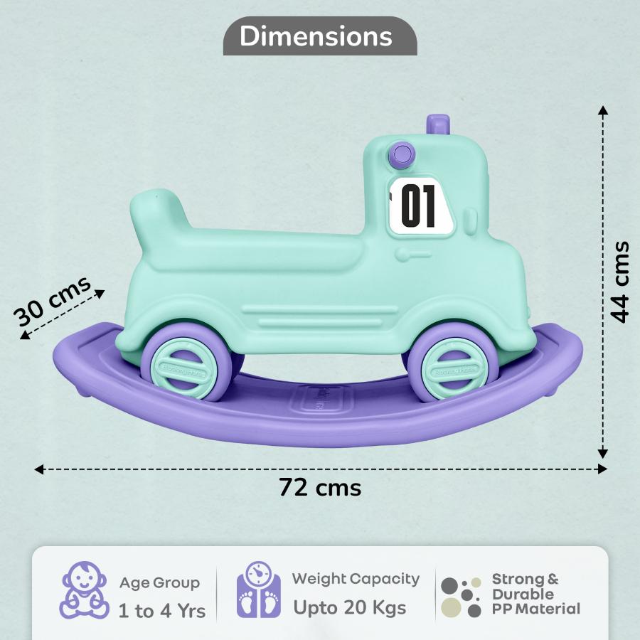 Rock N Ride 3-in-1 Balance Board, Ride On & Rocker for Kids (1-4 Years) - Green Purple