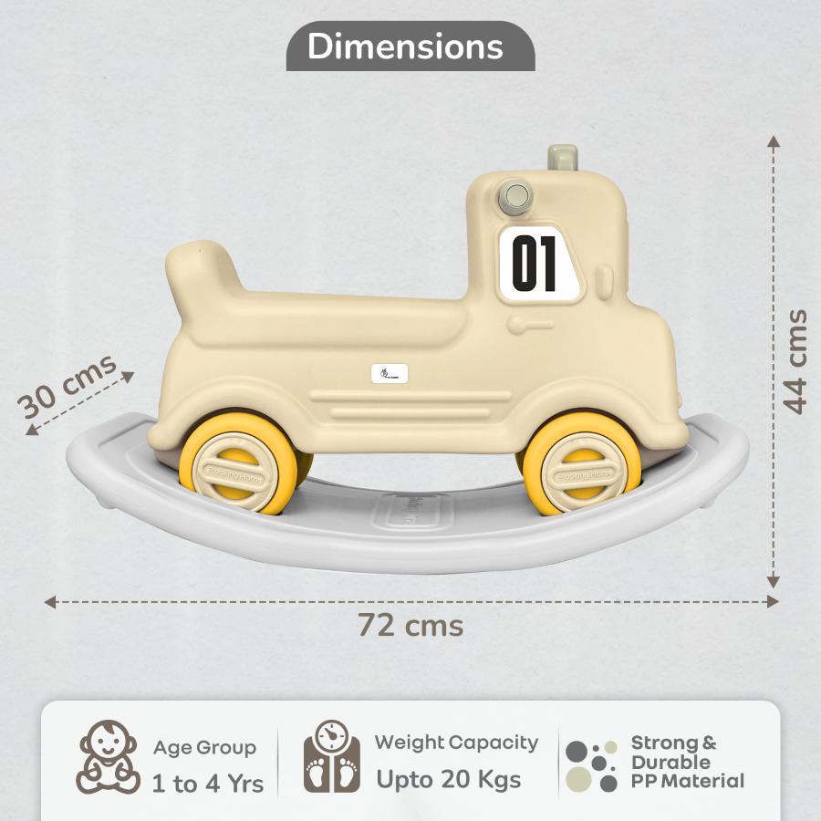 Rock N Ride 3-in-1 Balance Board, Ride On & Rocker for Kids (1-4 Years) - Beige Grey