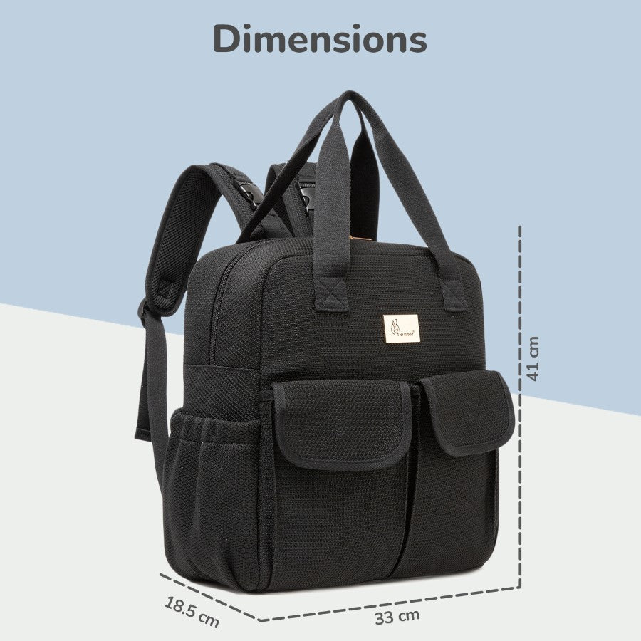 Caramello Breezy Premium Material Diaper Bag For New Moms - Black