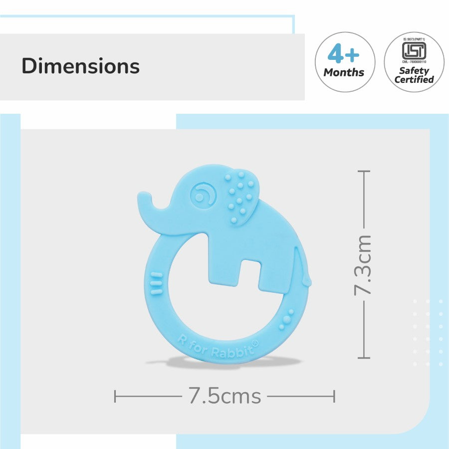 Tiny Bites Zoobie Baby Silicone Teethers Pack of 1 Crocodile, Rabbit, and Elephant - Blue