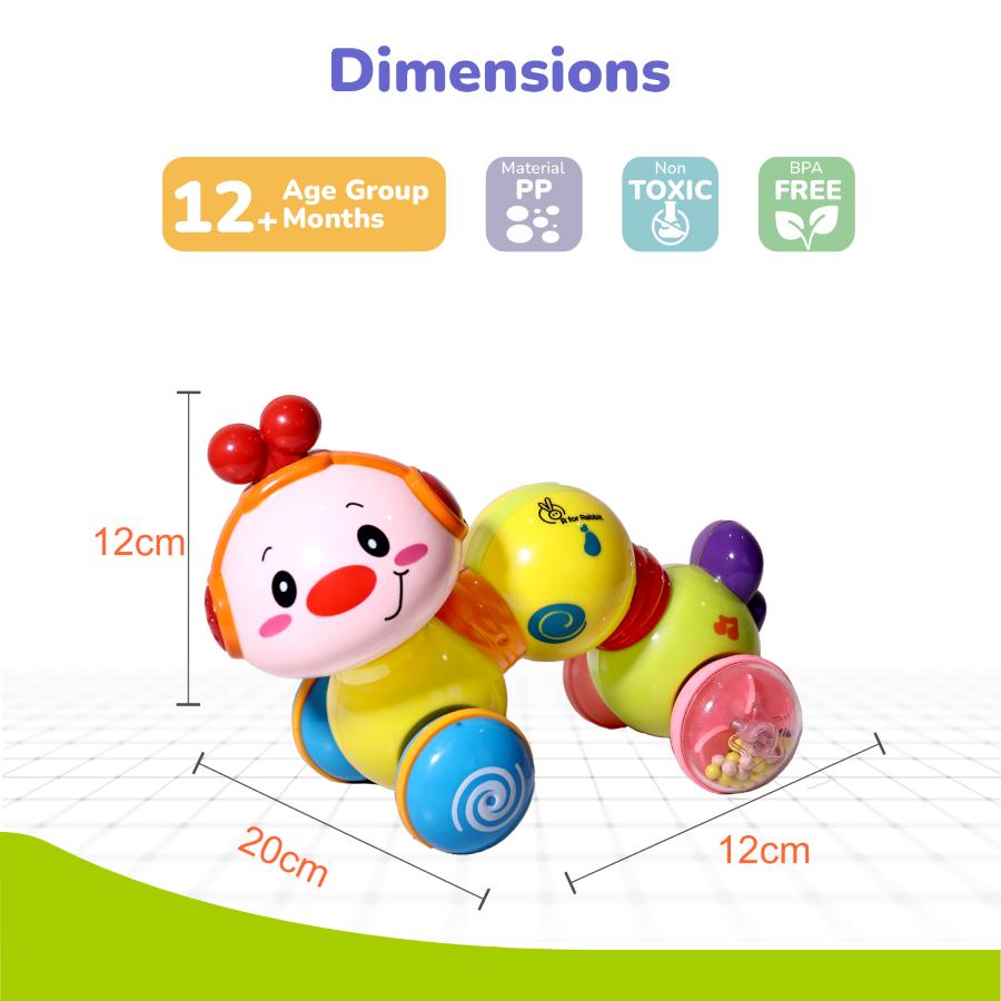 Orapple Wiggle Colorful Musical Push Toy for Kids - Green Multi