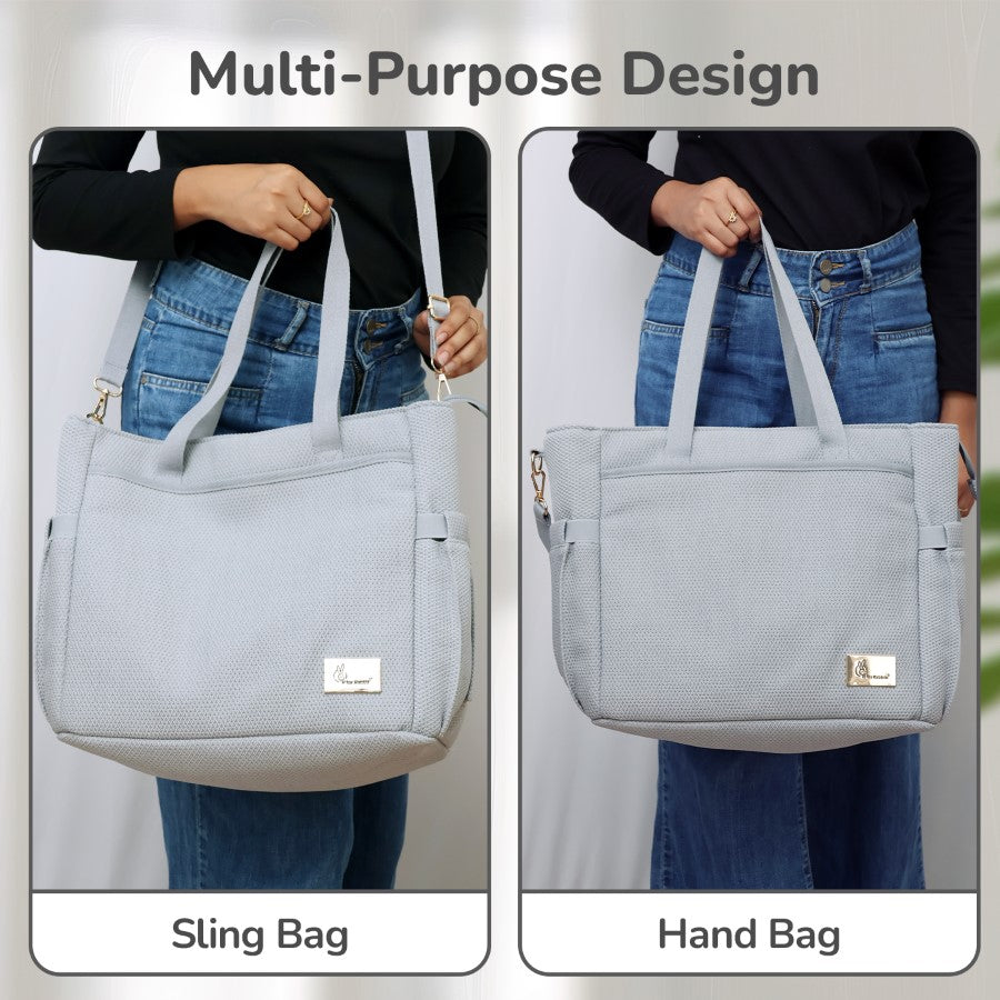 Caramello Tote Multi Purpose Diaper Bag With Spacious Storage - Beige