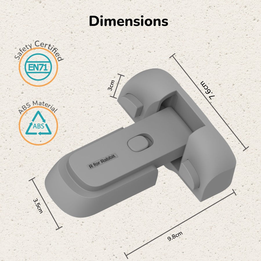 Protector Plus Fridge Locker Baby Safety Fridge Lock with 3M Adhesive - Grey