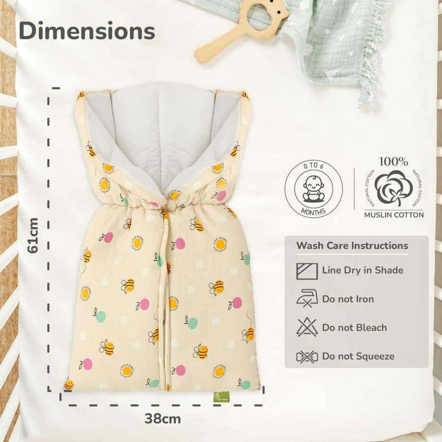 Snuggy Bliss 100% Muslin Cotton Baby Bedding for Newborns (0–6 Months) - Honey Beige