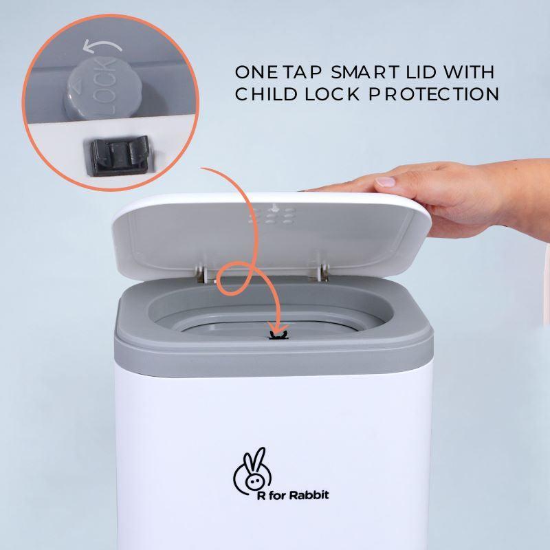 Hygo Bin- Portable Diaper Bin with Built-in Odor Controlling Carbon Filter, Leak-Proof Trash Bag, Easy To Use