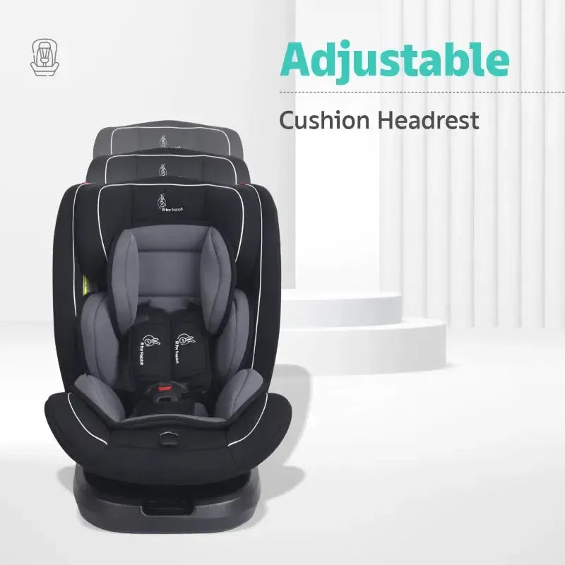 Jack N Jill Grand ISOFIX Car Seat For Kids 0 To 12 Years With Safety Harness - Black Grey