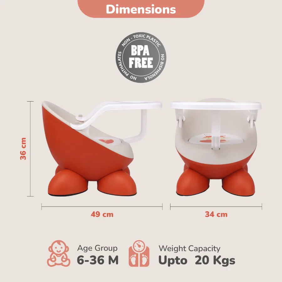 Jelly Bean Fab 2 in 1 Multipurpose Kids Chair and Meal Chair - Orange Cream