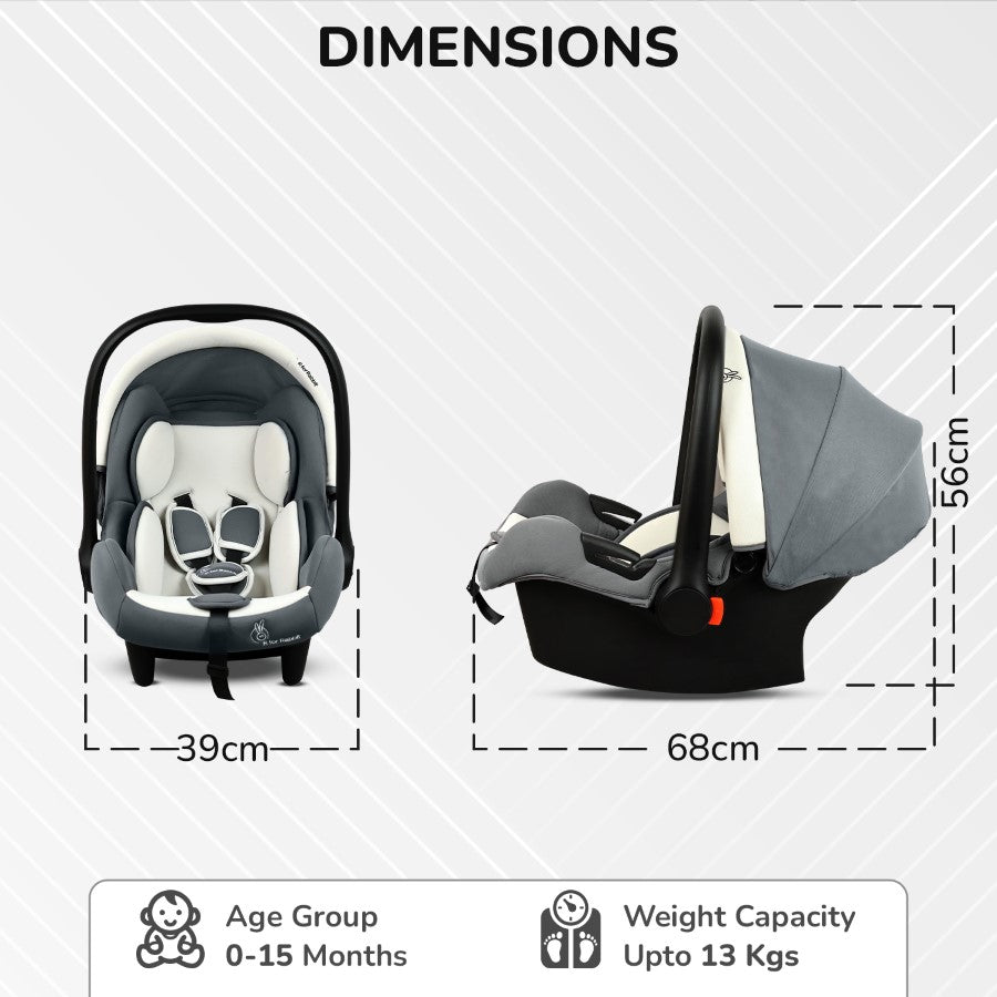 Picaboo Sportz – 3-In-1 Convertible Carry Cot, Rocker & Feeding Chair - Light Grey