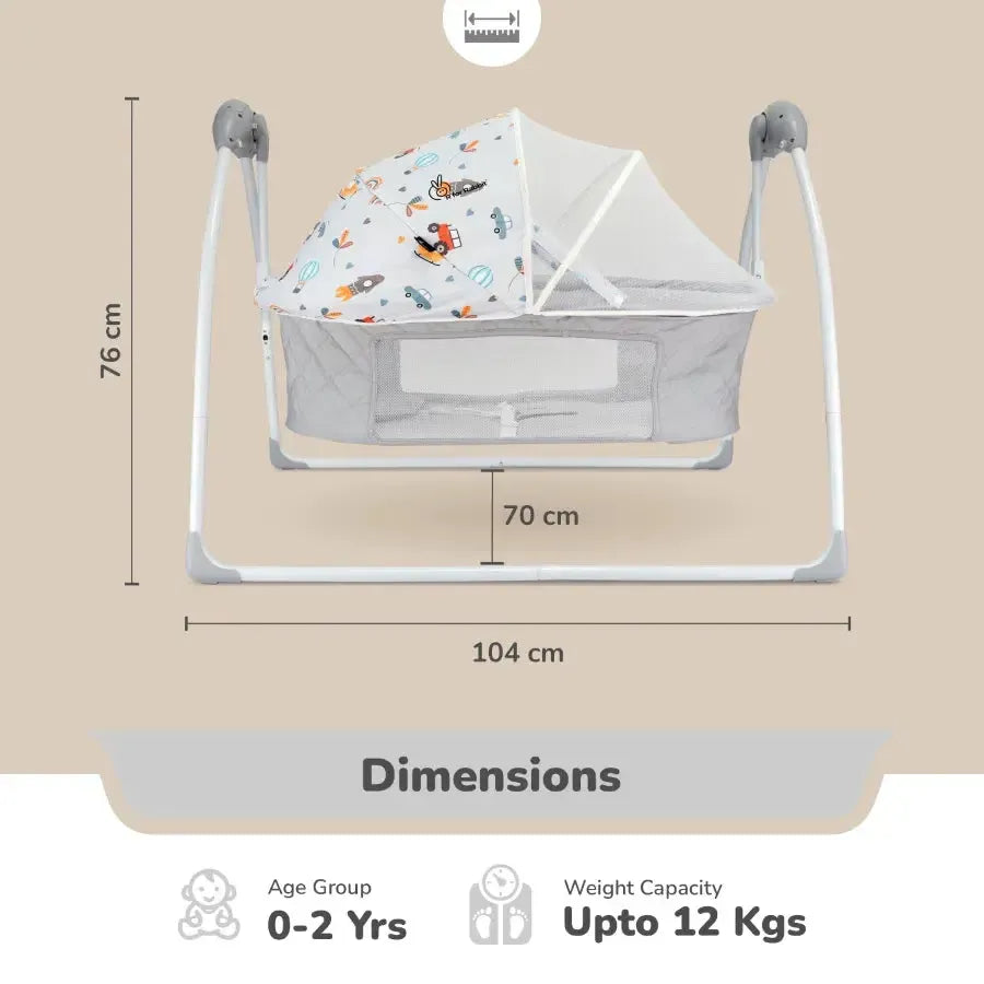 Lullabies Plus Auto Swing Baby Cradle - Grey