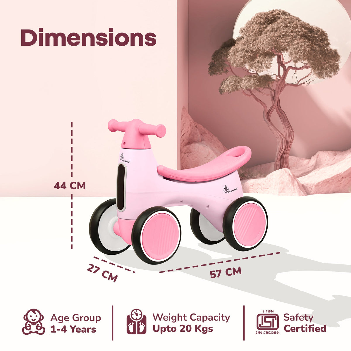 Speedster Glider Baby Ride On Car – Fun Push Ride with Music, LED Lights, Toy Storage & EVA Wheels - Pink