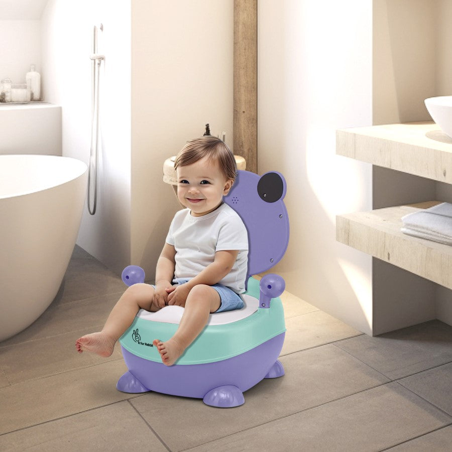 Tiny Tots Panda Potty Training Seat for Baby With Backrest And Grip Handles - Purple Green