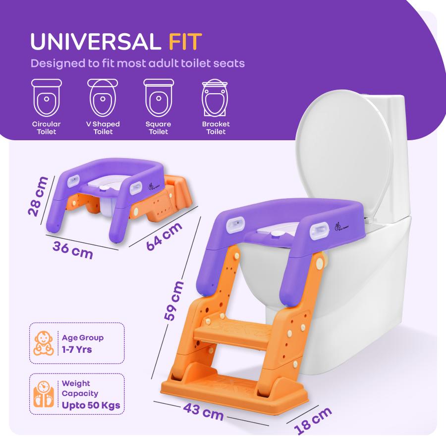 Hilltop Booster 2-In-1 Baby Potty Seat & Step Stool - Purple Orange