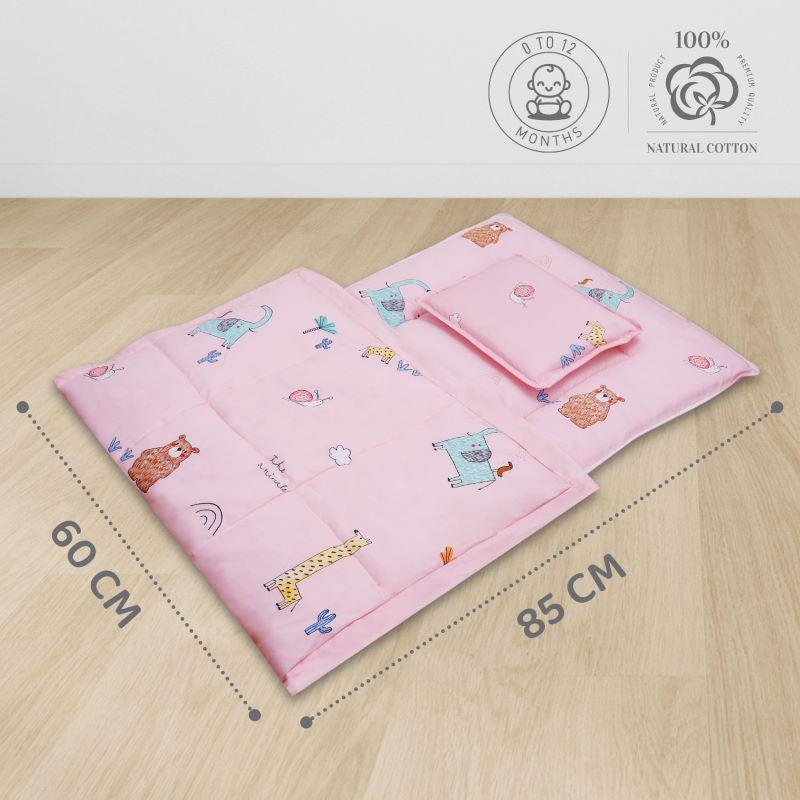 Snuggy Cozy Baby Bedding With Blanket & Pillow And Odour Free - Blush Pink