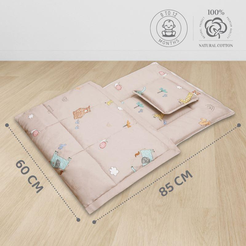 Snuggy Cozy Baby Bedding With Blanket & Pillow And Odour Free - Tan Brown