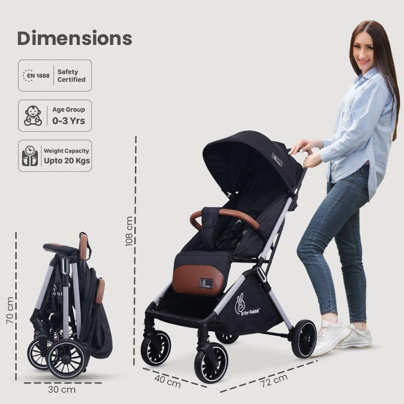 Street Smart Auto Fold Stroller for Kids Safety Certified, Travel Friendly, Breathable Mesh, 360 Degree Rotation, 0-3 Yrs
