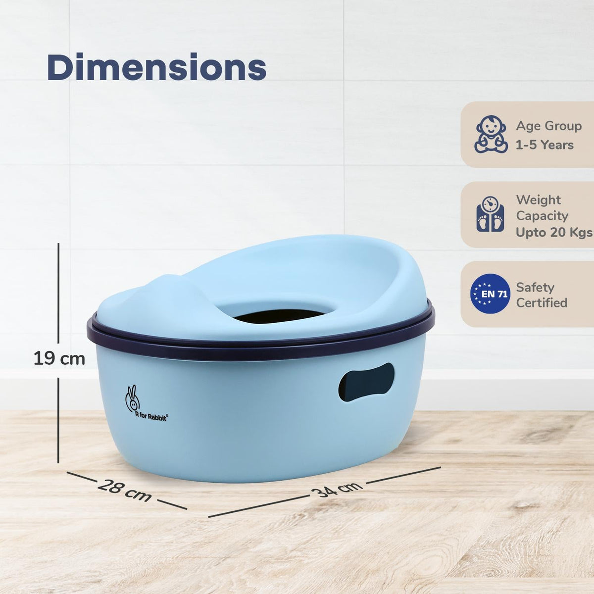 Tiny Tots Mellow 3-In-1 Convertible Potty Training Seat Safe & Ergonomic Chair - Sky Blue