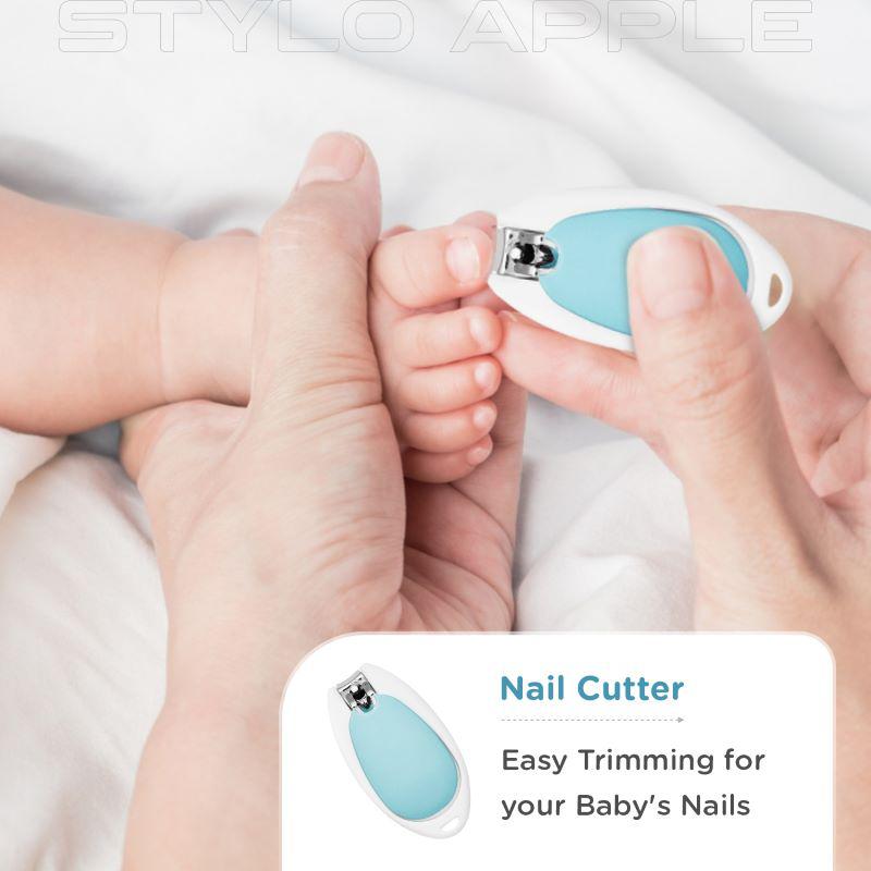Stylo Apple Baby Manicure Set Nail Cutter & Nail Filer, Scissor, Tweezer, Ear Pick - Blue
