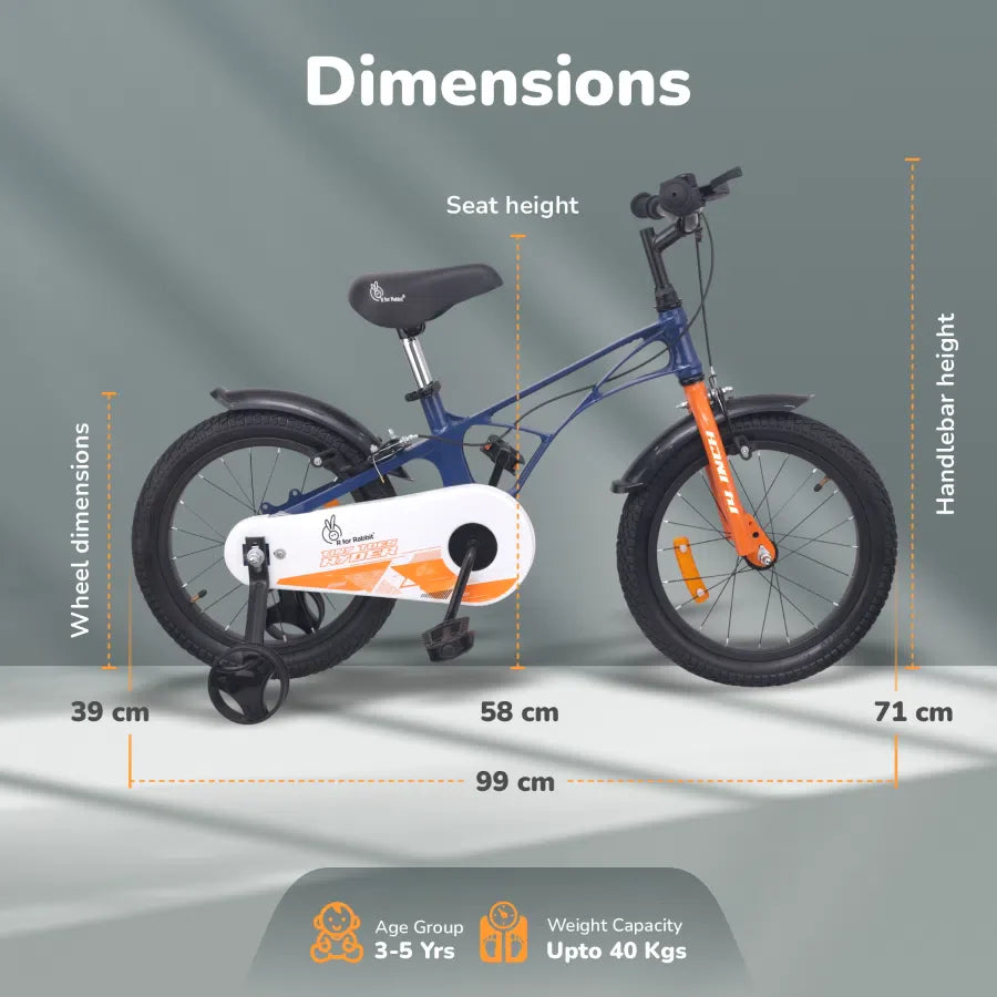 Tiny Toes Ryder Bicycle For Kids 14 Inch 90% Plug N Play Installation - Blue Orange