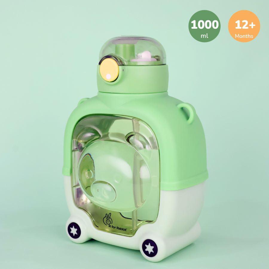 Tritan Baloo Straw Sipper Bottle 1000ml BPA free Tritan Material with Silicone Straw - Green