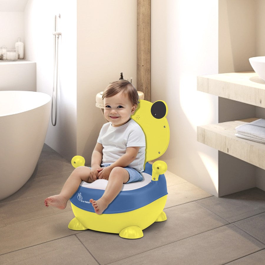 Tiny Tots Panda Potty Training Seat for Baby With Backrest And Grip Handles - Yellow Blue