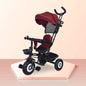 Tiny Toes T40 Ace Tricycle - EVA Wheels, 360 Rotatable Seat, Adjustable Canopy, Parental Control, Front & Rear Baskets - Maroon Black