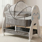 Lullabies Woodsy Bunny Smart Baby Cradle – 2-in-1 Auto Swing Cradle & Bedside Bassinet with Bluetooth Music, Timer, Plush Mattress, Mosquito Net & Storage Basket (0–18 Months) - Grey White