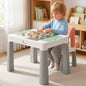 Little Genius Learner Neo Kids Table & Chair Set with Storage, Height Booster, Lego-Compatible Activity Table & Safety Rounded Edges (3–7 Years) - Grey Multi