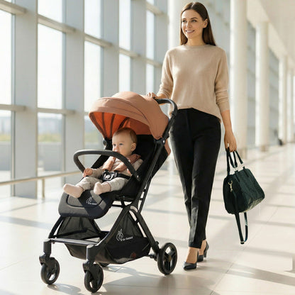 Street Smart Ace Auto Fold Kids Stroller - Peach Black