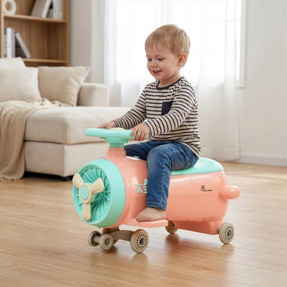 R for Rabbit Iya Iya Aero Ace 2-in-1 Swing Car Ride On for Kids with Toy Storage, Smooth Wheels & ABEC 7 Bearing - Peach Green