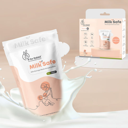 Milk Safe Breast Milk Storage Bags with Leakproof, BPA-Free, Temp Indicator (200ml x 30) - Peach White