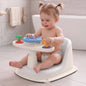 Fun Time Cozy 2 in 1 Baby Bath Seat, Ergonomic TPR Backrest, Quick Draining Mesh, Interactive Toy, Anti-Slip, Age 6+ Months – Grey Ivory