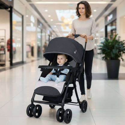 Poppins Joy Cute Stroller For Kids - Black Grey