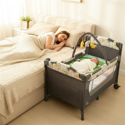 Hide N Seek Bliss Baby Cot - Safe, Cozy & Foldable Cot for Babies 0-3 Years - Black Multi