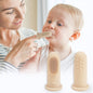Tiny Smiles Gummy Baby Finger Brush, Food Grade Silicone Toothbrush, Gum Massager with Storage Case - Beige