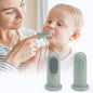 Tiny Smiles Gummy Baby Finger Brush, Food Grade Silicone Toothbrush, Gum Massager with Storage Case - Olive Green