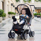 Kiddie Kingdom Stroller 3 Position Recline, Easy Fold, Reversible Handle, Rear Wheel Brakes - Black Safari
