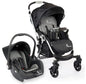 Chocolate Ride Travel System Kids Stroller Easy To Fold, Reversible Handle, Easy Attachment Of Infant Car Seat - Black Grey
