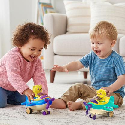 Orapple Aero Rider - BPA-Free, Non-Toxic Baby Airplane Push Toy with Lights & Music (Pack of 2) - Multi 1