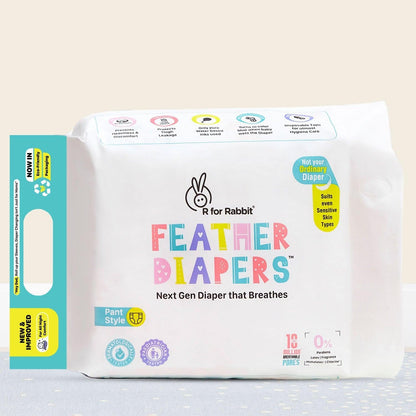 Feather Baby Diapers - Soft Pant Style for Newborns to Toddlers, Chemical-free, Leak-Proof