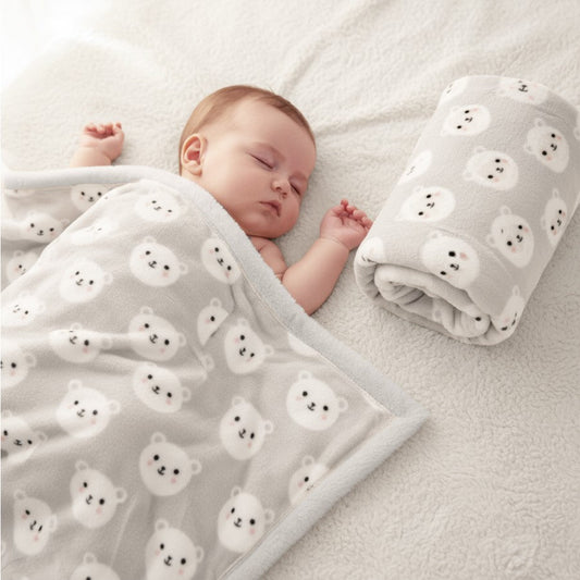 Softkins Comfy - Ultra Soft & Cozy Lightweight Baby Blanket (100×100 cm) - Teddy Grey