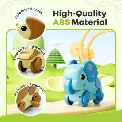Orapple Safari - Set of 4 Windup Animal Toys for Babies (Panda, Lion, Elephant, Deer) - Multi 1