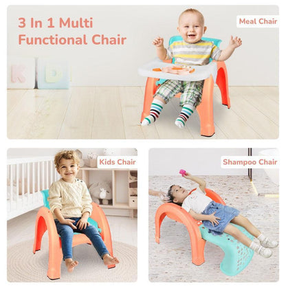 Jelly Bean 3 in 1 Multi-Functional Kids Chair - Peach Green
