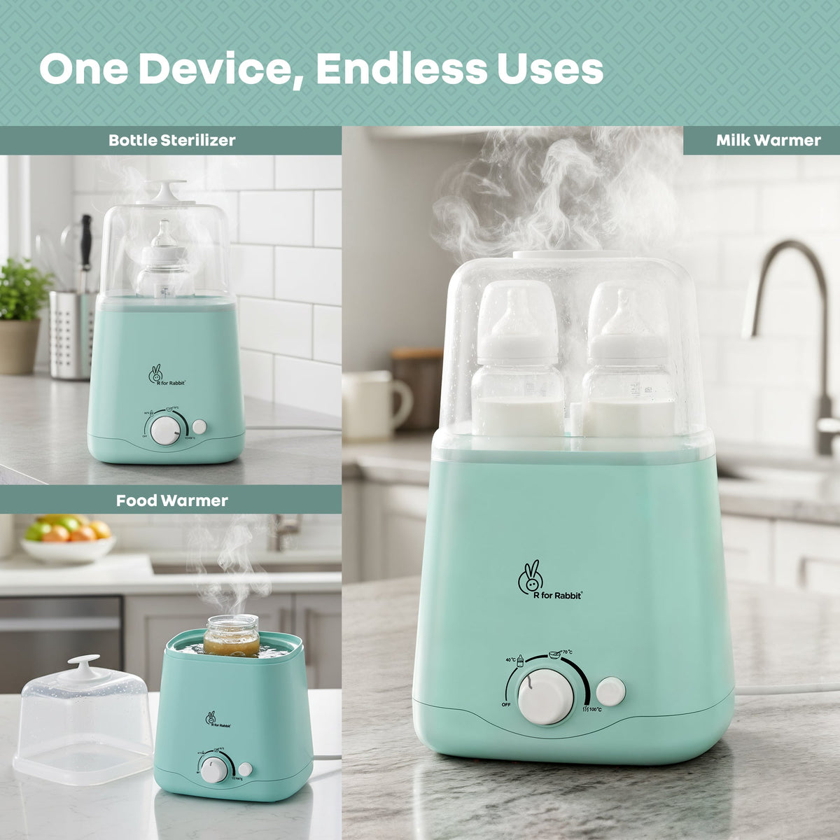 Hygo Smart 3-in-1 Bottle Warmer for Milk, Food & Bottle Sterilization - Sea Green