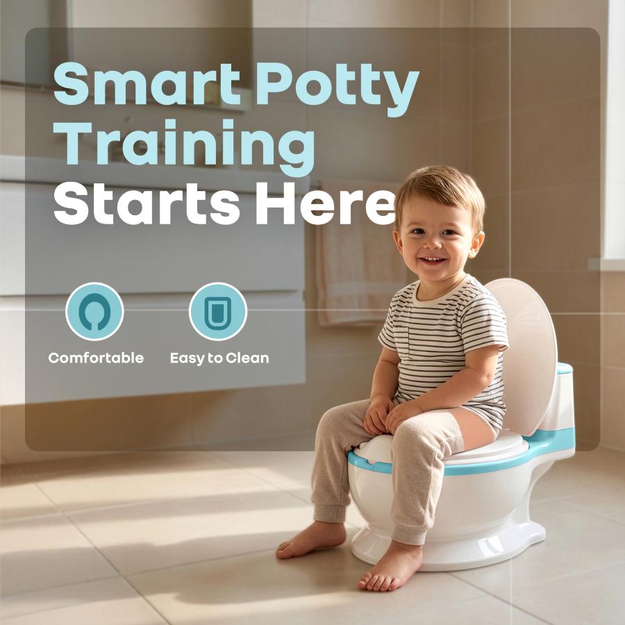 Little Grownup Tunes Musical Potty Seat For Toddlers With Cushion - Blue White
