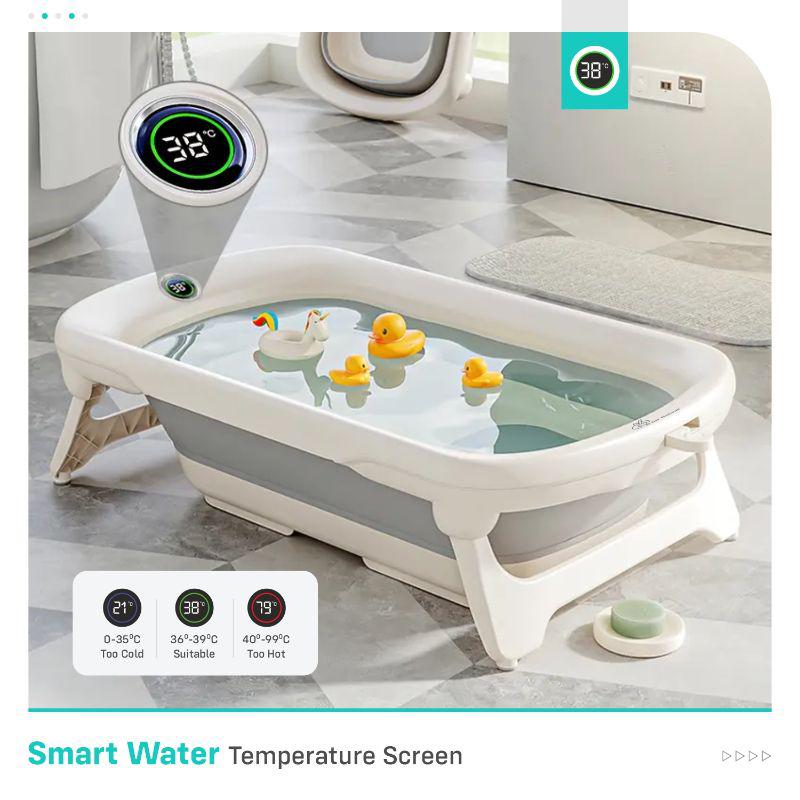 Bubble Double Smart Baby Bath Tub With Smart Water Temperature Plug - Grey White