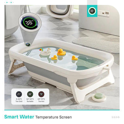 Bubble Double Smart Baby Bath Tub With Smart Water Temperature Plug - Grey White